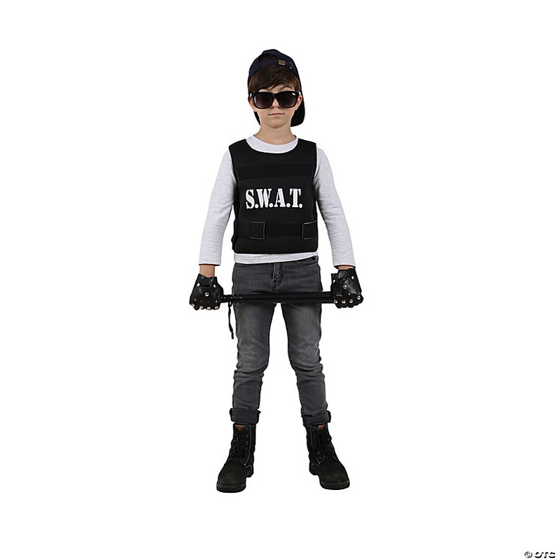 Black and White Police Officer Boy Child Halloween Costume - Large