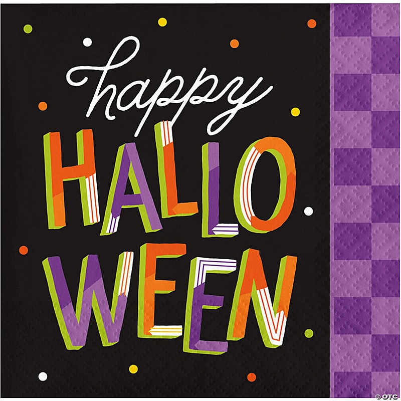 Creative Converting Retro Halloween Happy Halloween Paper Cocktail Napkins, 48 ct