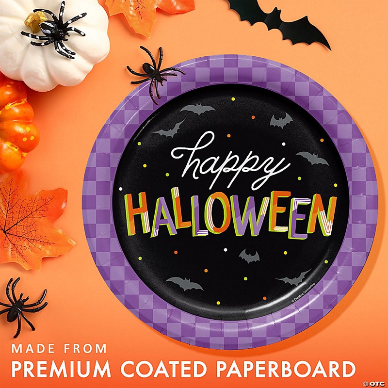 Creative Converting Retro Happy Halloween Paper Plates, 24 ct