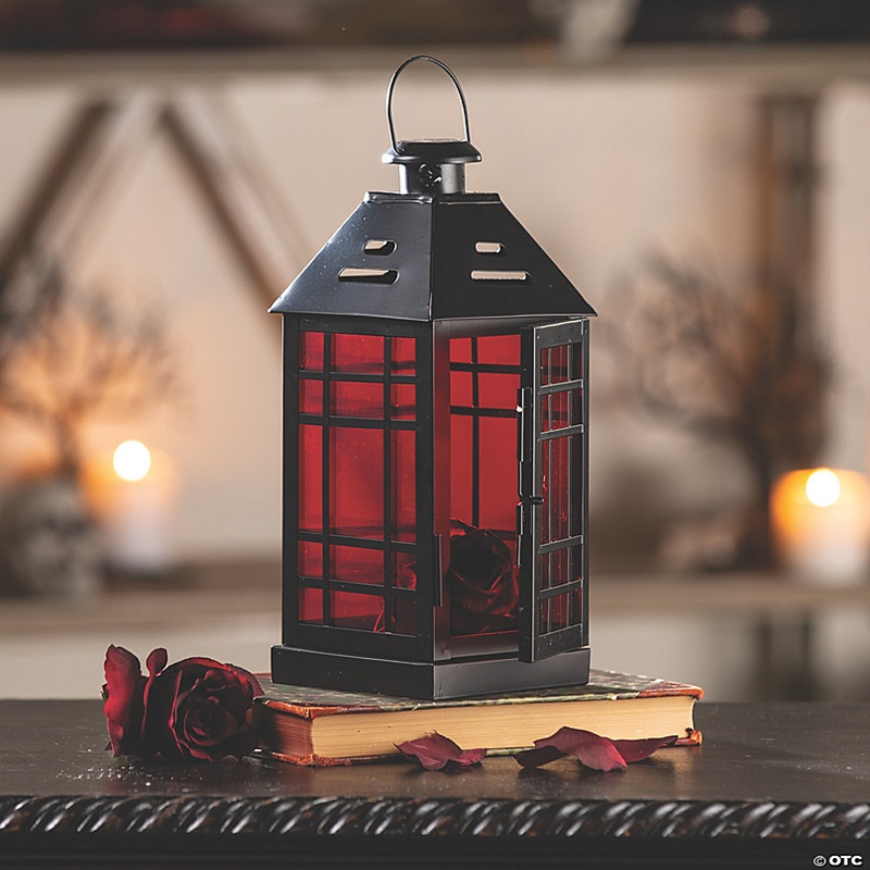 Gothic Halloween Lantern with Ruby Glass