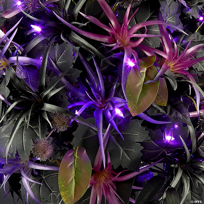National Tree Company 24 Artificial Scare in the Air Halloween Potted Plant, 30 Purple LED Lights, Battery Operated