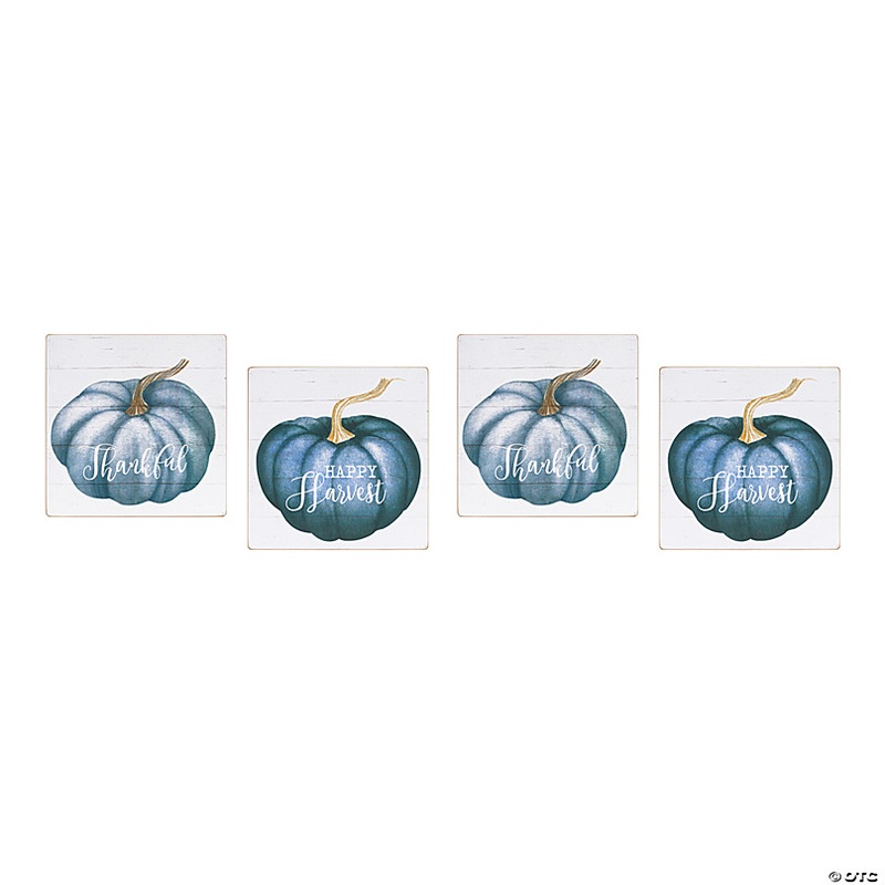 Pumpkin Sign (Set Of 4) 16Sq Mdf