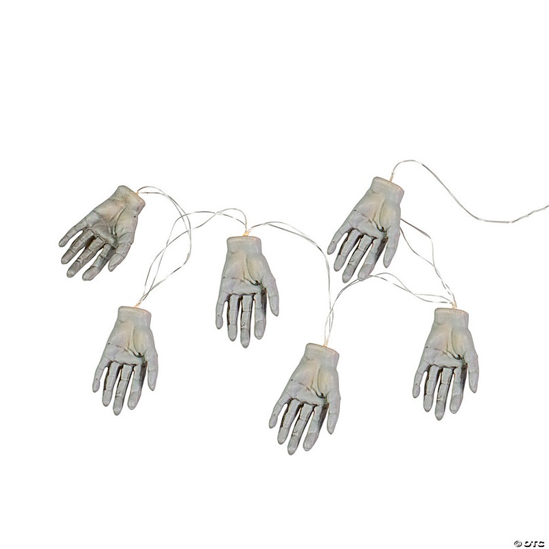 Set of 6 Skeleton Hands Halloween Light Set
