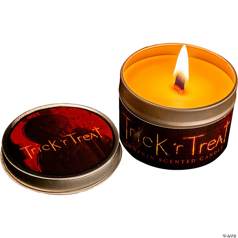 Trick r Treat Pumpkin Scented Orange Candle with Tin