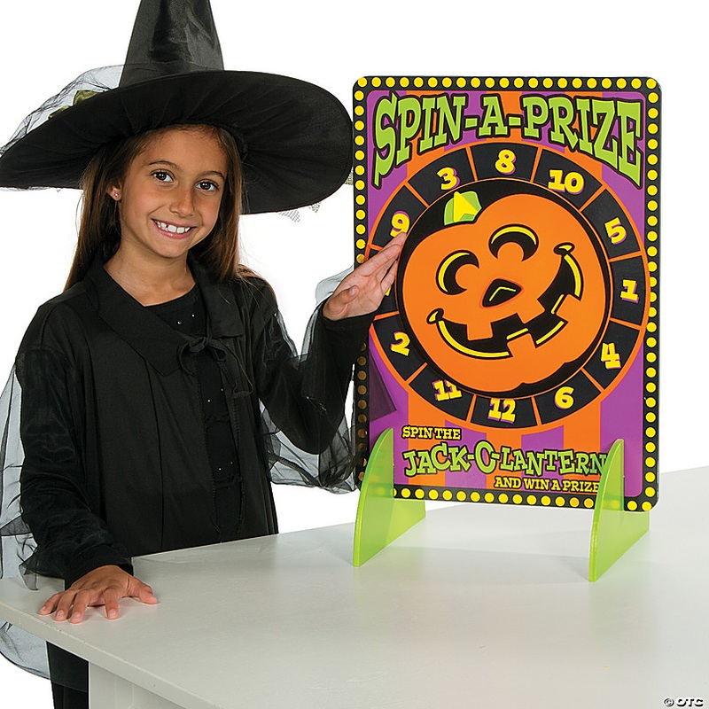 14 3/4 x 20 Halloween Spin the Jack-O'-Lantern Wood Prize Wheel
