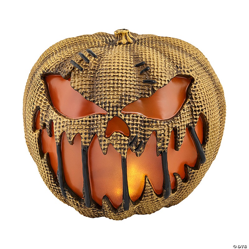 14 Animated Flaming Burlap Pumpkin Halloween Decoration