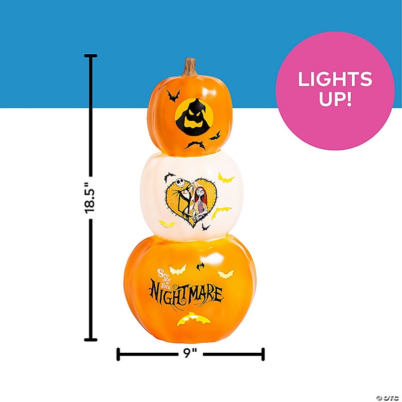 18 1/2 The Nightmare Before Christmas Light-Up Stacked Pumpkins Tabletop Decoration