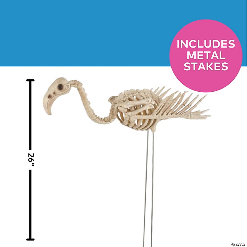 19 3/4 x 26 Flamingo Skeleton Halloween Outdoor Yard Decoration