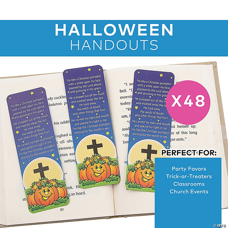 2 x 6 Bulk 48 Pcs. Religious Pumpkin Prayer Fall Bookmarks