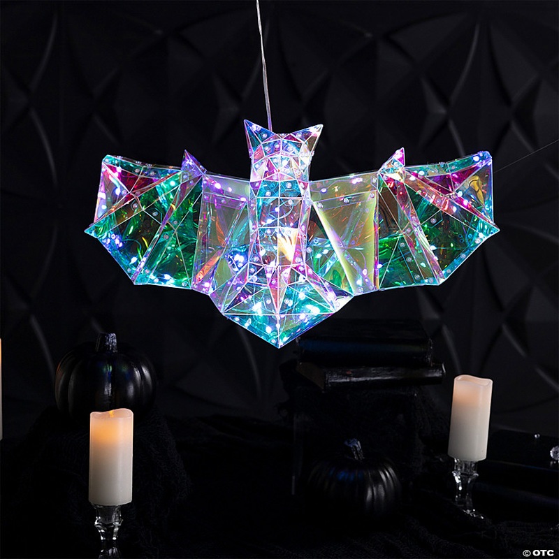 20 x 10 3/4 Halloween Multicolor Prismatic Bat Light-Up LED Light