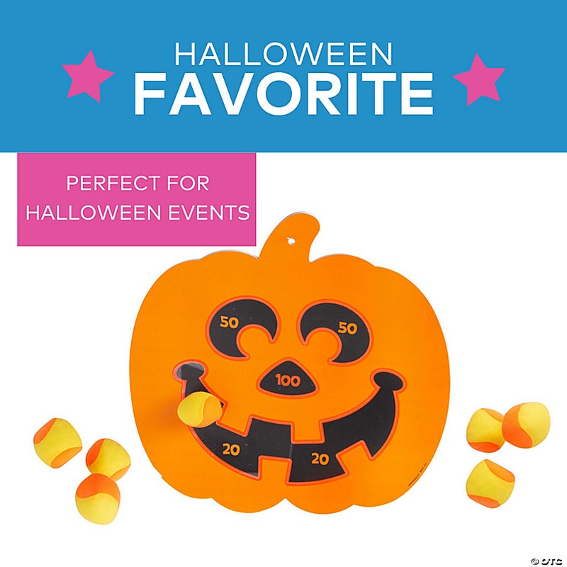 20 x 20 1/2 Pumpkin Foam Dartboard with Grip-Surfaced Throwing Balls - 5 Pc.