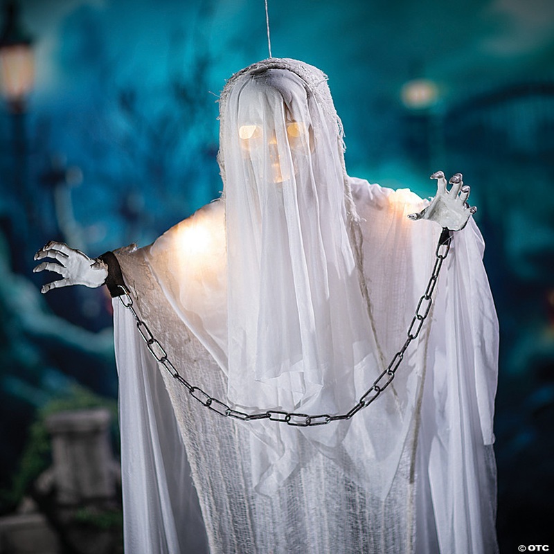 25 1/2 x 5 Ft. Hanging Light-Up White Grim Reaper Animated Prop Halloween Decoration