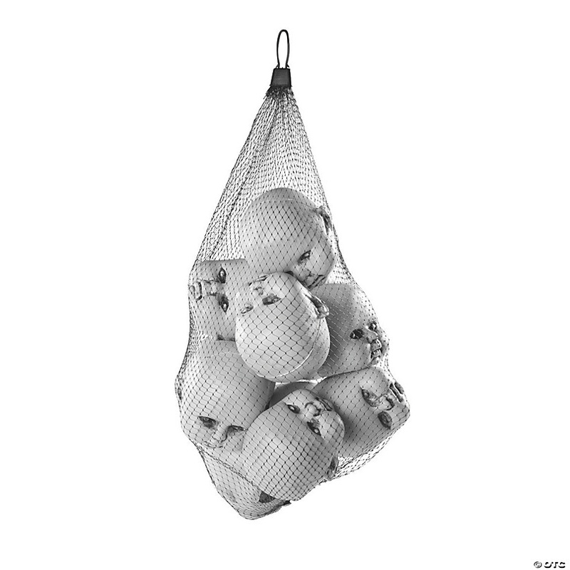 3 1/2 Halloween Plastic Doll Heads in Mesh Bag - 12 Pc.
