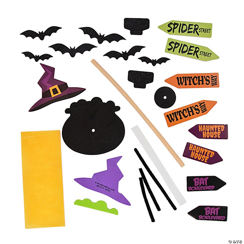 3 1/2 x 9 1/2 3D Halloween Directional Sign Craft Kit - Makes 12