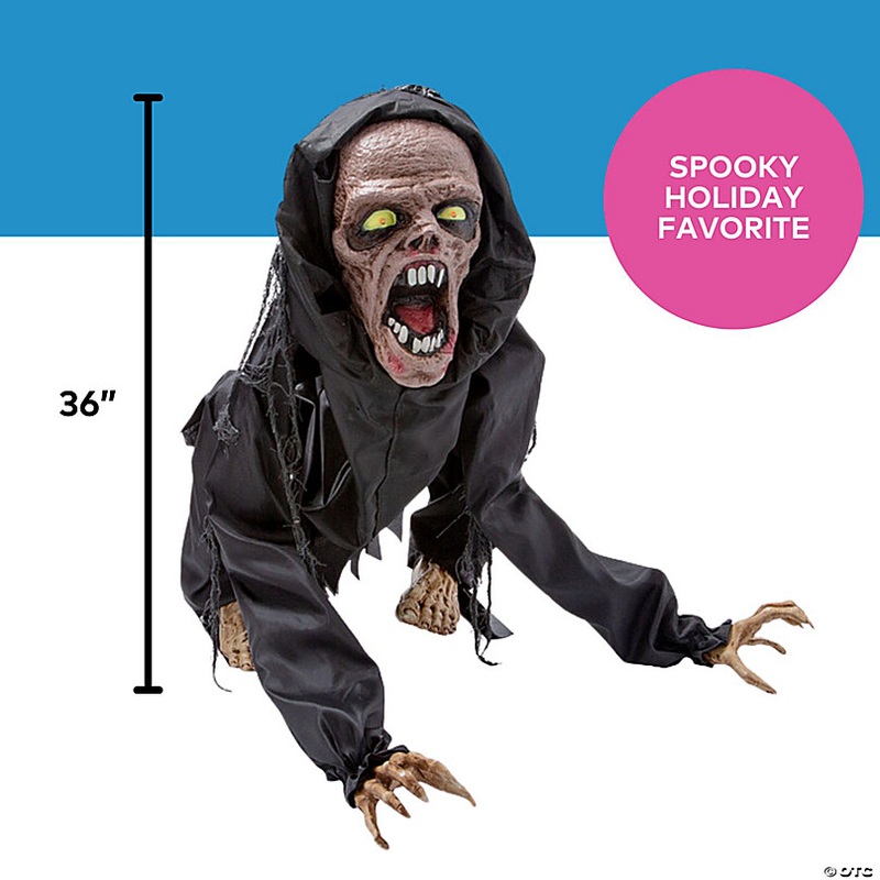 3 Ft. Animated Creepy Squatting Reaper Polyester Halloween Decoration