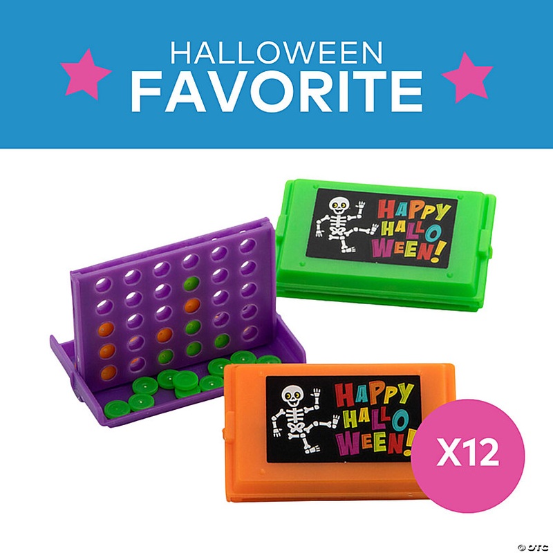 3 x 2 Mini Halloween Purple, Green & Orange Connect Disc Game - 12 Sets