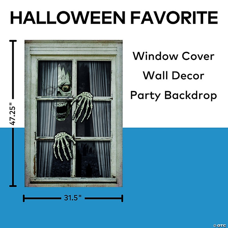31 1/2 x 47 1/4 Skull & Hands Window Frame Prop Halloween Decoration