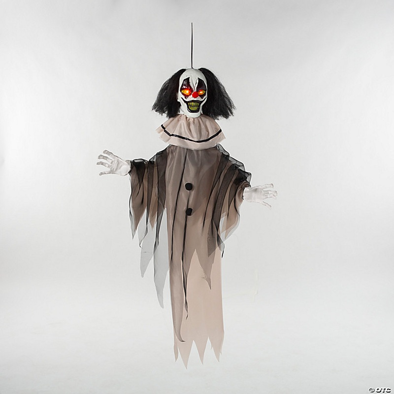 35 1/2 Hanging Animated Black & White Clown Halloween Decoration