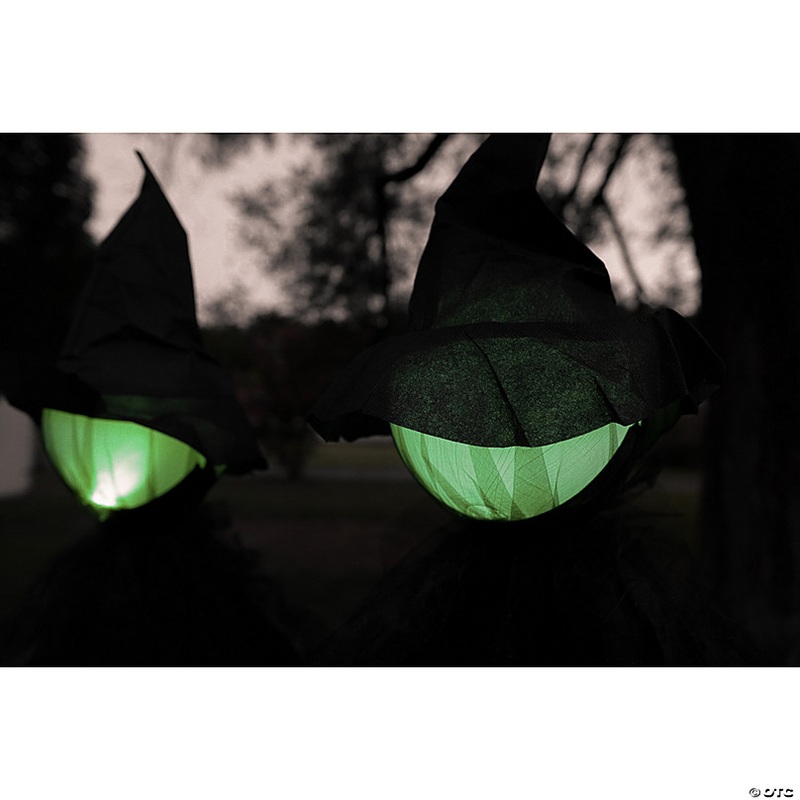 4 Ft. 11 x 5 Ft. 11 Glowing Face Witch Standing Halloween Outdoor Decoration Set - 3 Pc.