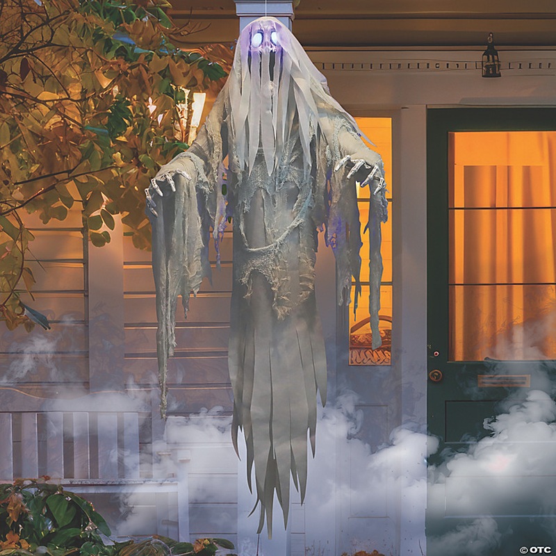5 Ft. Light-Up Hanging Spooky Ghost Posable Halloween Decoration