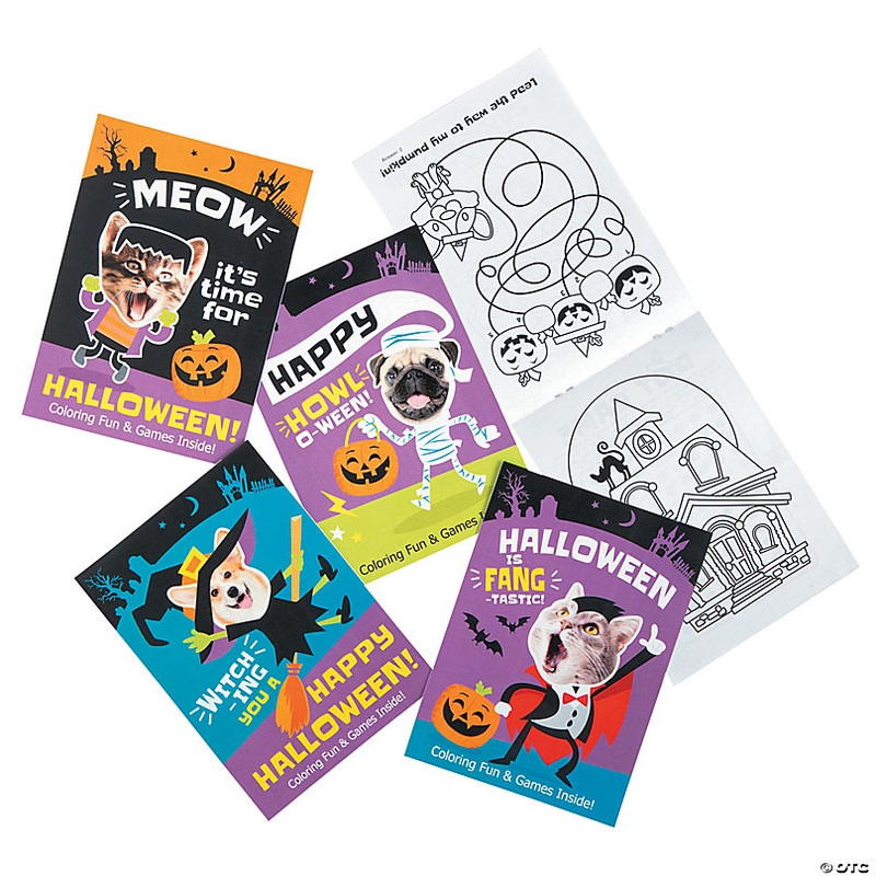 5 x 7 Bulk 144 Pc. Halloween Silly Animal Characters Paper Coloring Books