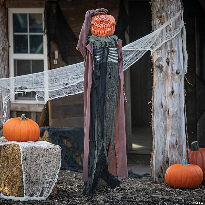 6 Ft. Standing Animated Evil Pumpkin Man Halloween Decoration