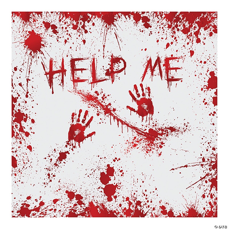 6 Ft. x 6 Ft. Halloween Horror Party Bloody Red & White Polyester Backdrop