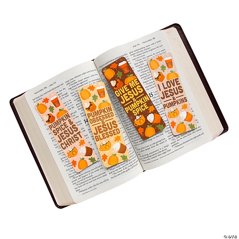 6 Religious Pumpkin Spice & Jesus Cardstock Bookmarks - 24 Pc.