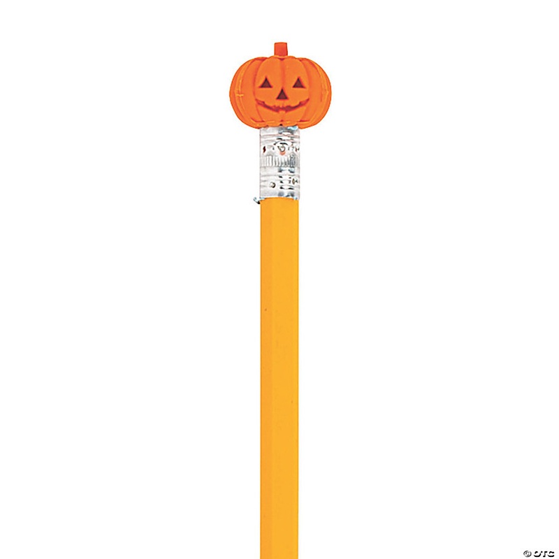 Bulk 144 Pc. Jack-O'-Lantern Pumpkin-Shaped Eraser Pencil Toppers