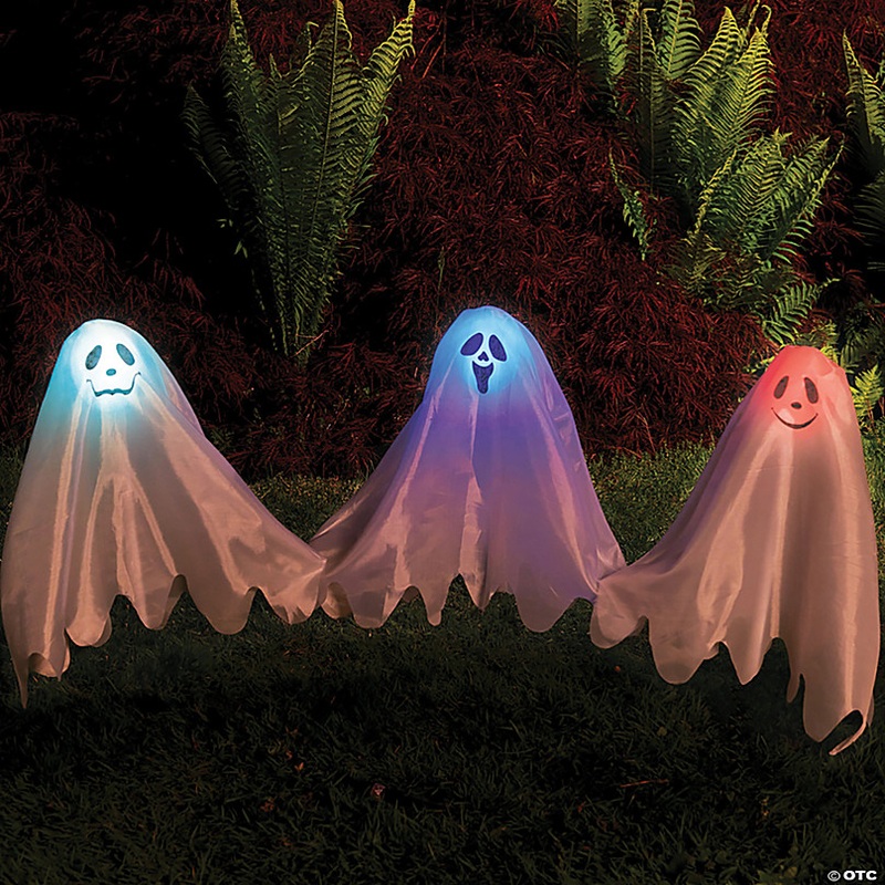 Color-Changing Ghosts on Posts Halloween Yard Decoration - 3 Pc.