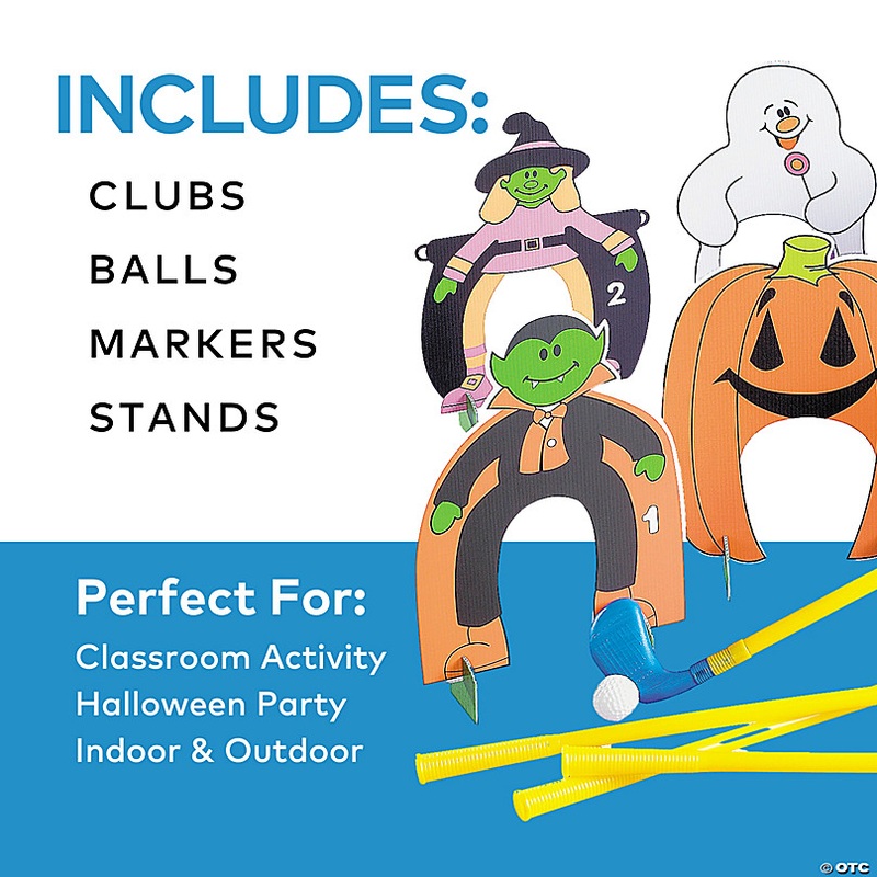 Halloween Mini Golf Game with Plastic Stand-Ups & Clubs for 4