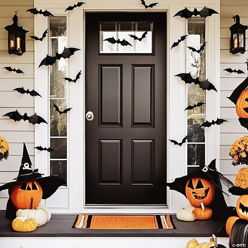 Wrapables 3D Bat Decorative Wall Decor Stickers, Decals for Halloween, Parties (60 pcs)
