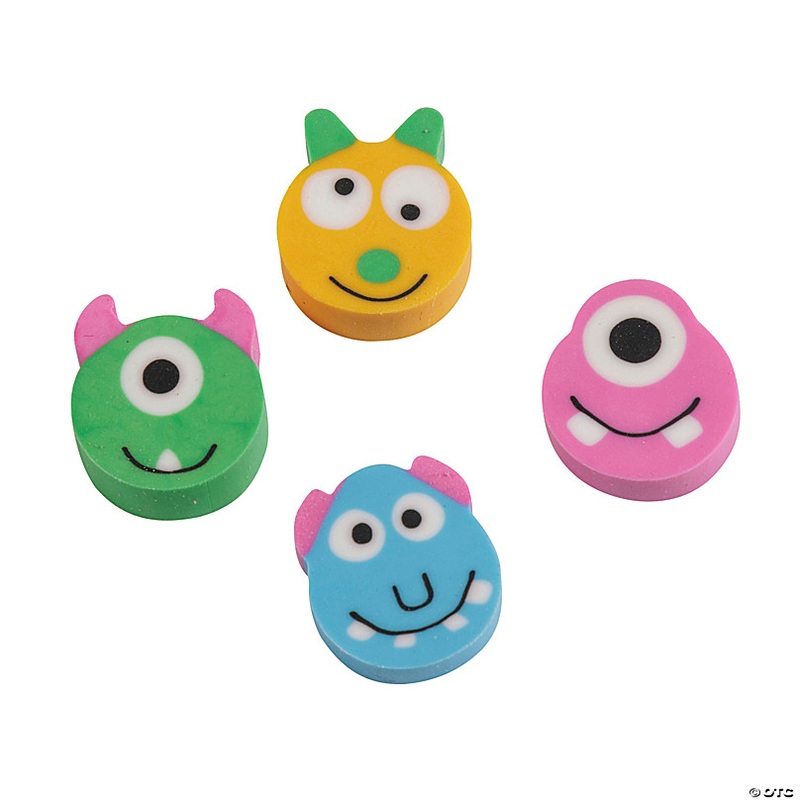 1/2 Bulk 500 Pc. Mini Halloween Monster Face Rubber Eraser Assortment