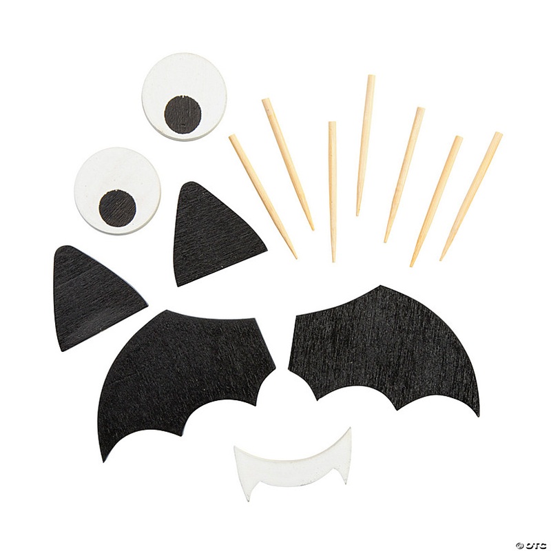 1 3/4  2 3/4 Vampire Bat Pumpkin Wood Decorating Craft Kit - Makes 12