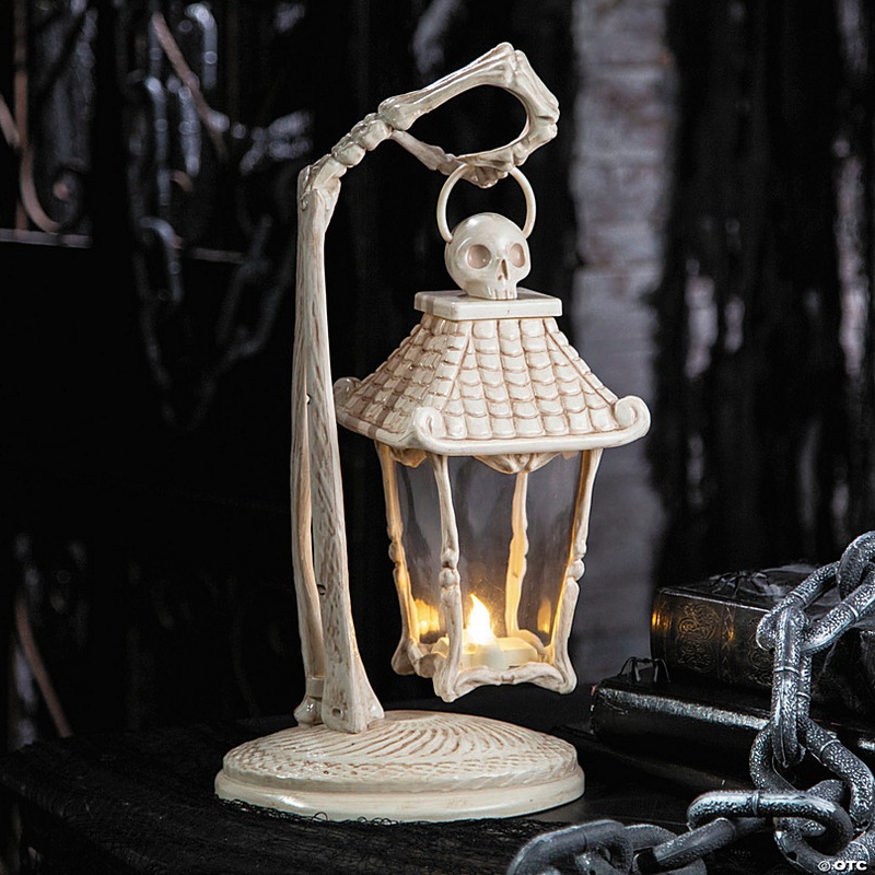 16 1/2 Light-Up Skeleton Crew Bone Lantern Halloween Tabletop Decoration