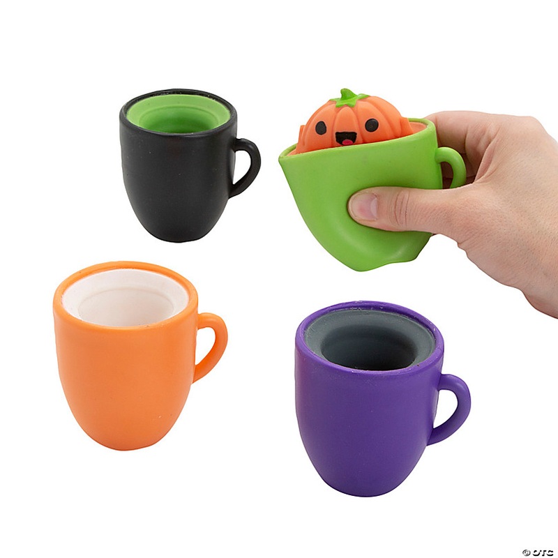 2 Mini Halloween Cup Characters Rubber Squeeze Toys - 12 Pc.