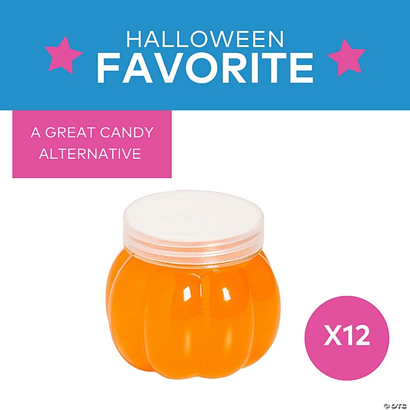 2 Orange Slime in Pumpkin-Shaped Plastic Containers - 12 Pc.