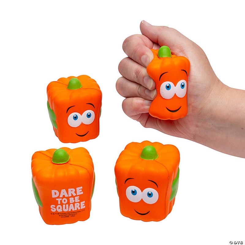 2 x 2 1/4 Spookley the Square Pumpkin Stress Toys - 12 Pc.