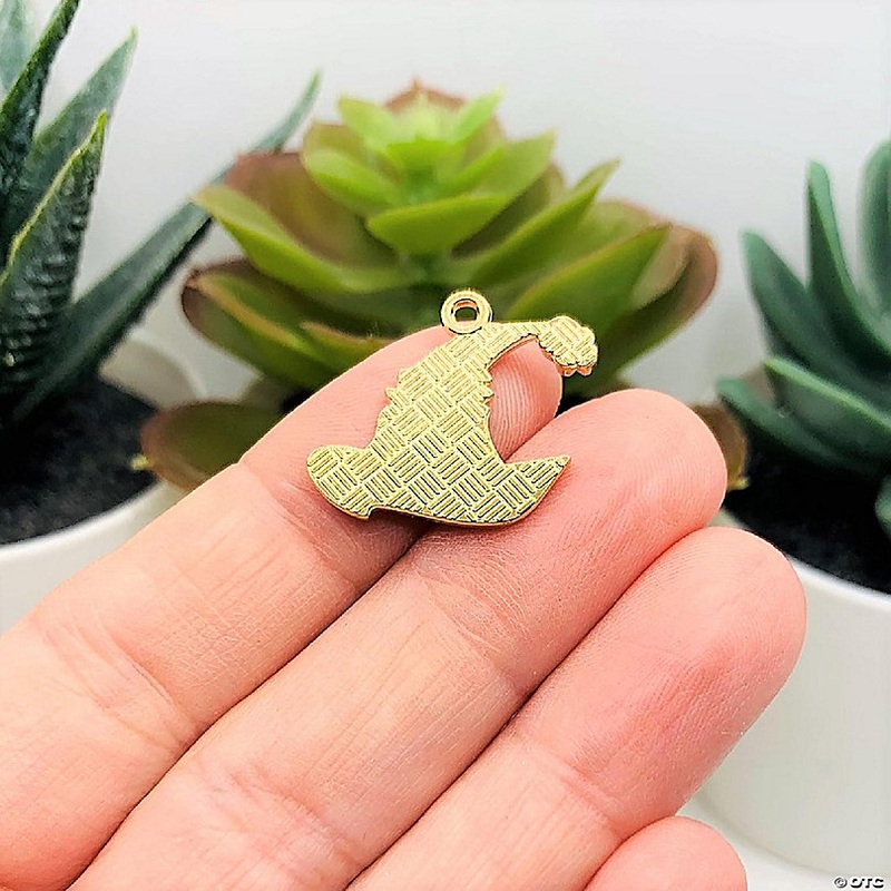 20 Pcs Black Witch Hat Charms with Skull