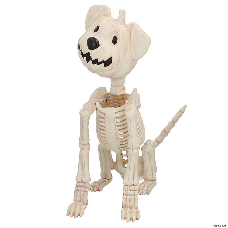 24 1/4 Sitting Pumpkin-Head Dog Skeleton Halloween Decoration
