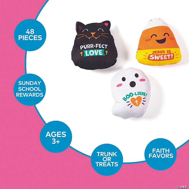 3 1/4 x 4 Bulk 48 Pc. Mini Religious Halloween Plush Characters