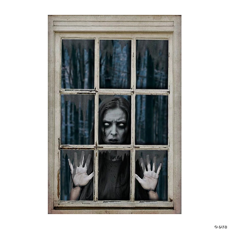 3 Ft. x 4 Ft. Spooky Girl Polyester Window Backdrop Halloween Decoration