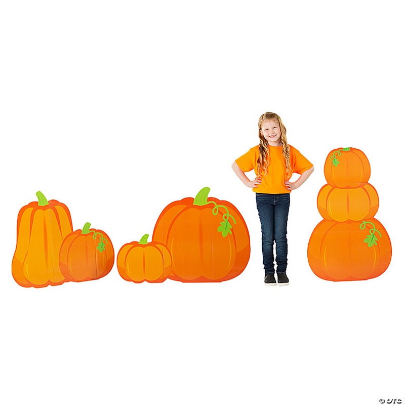 30 - 4 Ft. 4 Harvest Pumpkin Orange Cardboard Cutout Stand-Ups - 3 Pc.