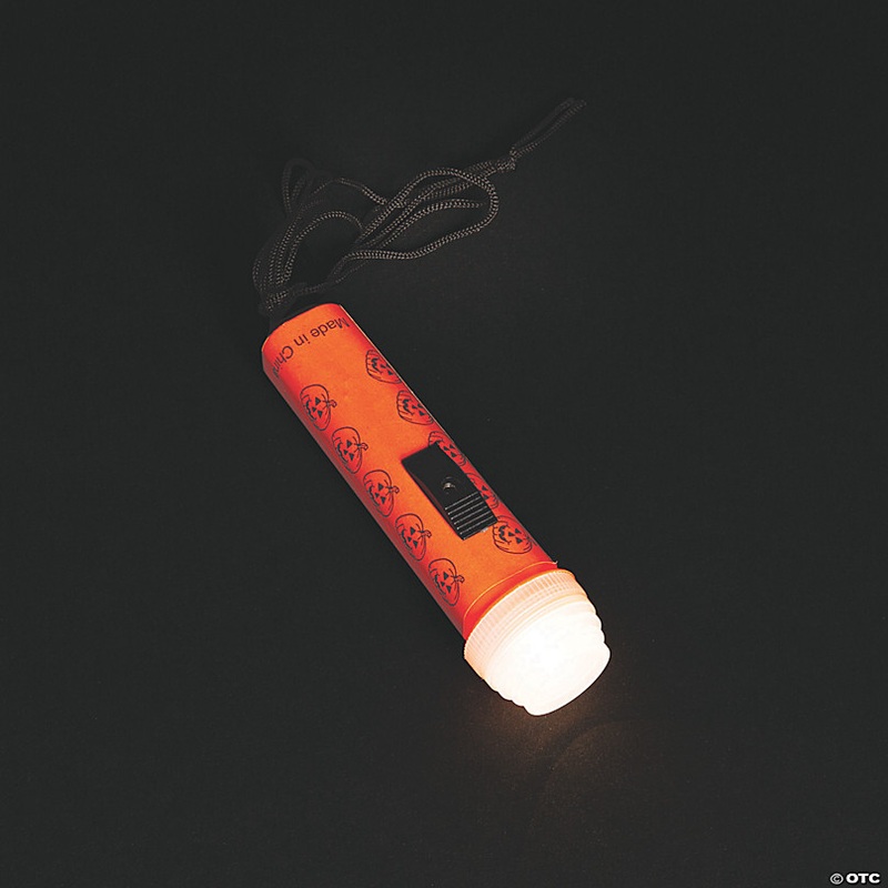 4 Bulk 144 Pc. Mini Halloween Orange Flashlights on a 30 Rope