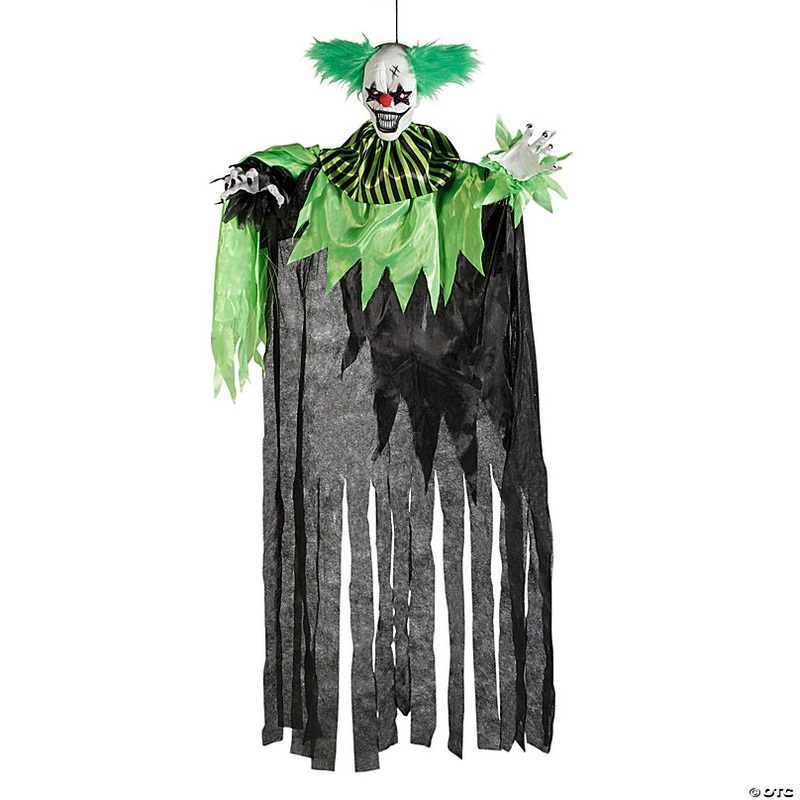 4 Ft. Hanging Green & Black Clown Animated Prop Halloween Decoration