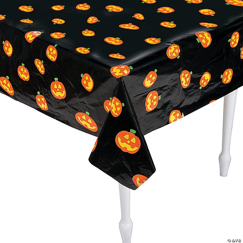 40 x 100 Ft. Jack-O-Lantern Disposable Plastic Tablecloth Roll