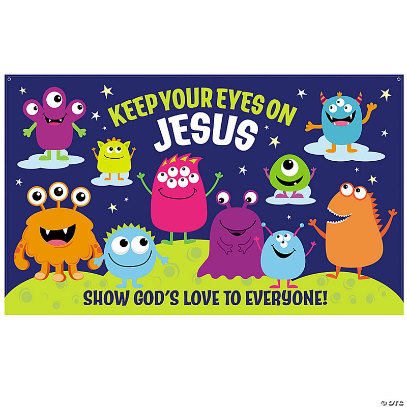 5 Ft. x 3 Ft. Religious Halloween Monster Polyester Backdrop