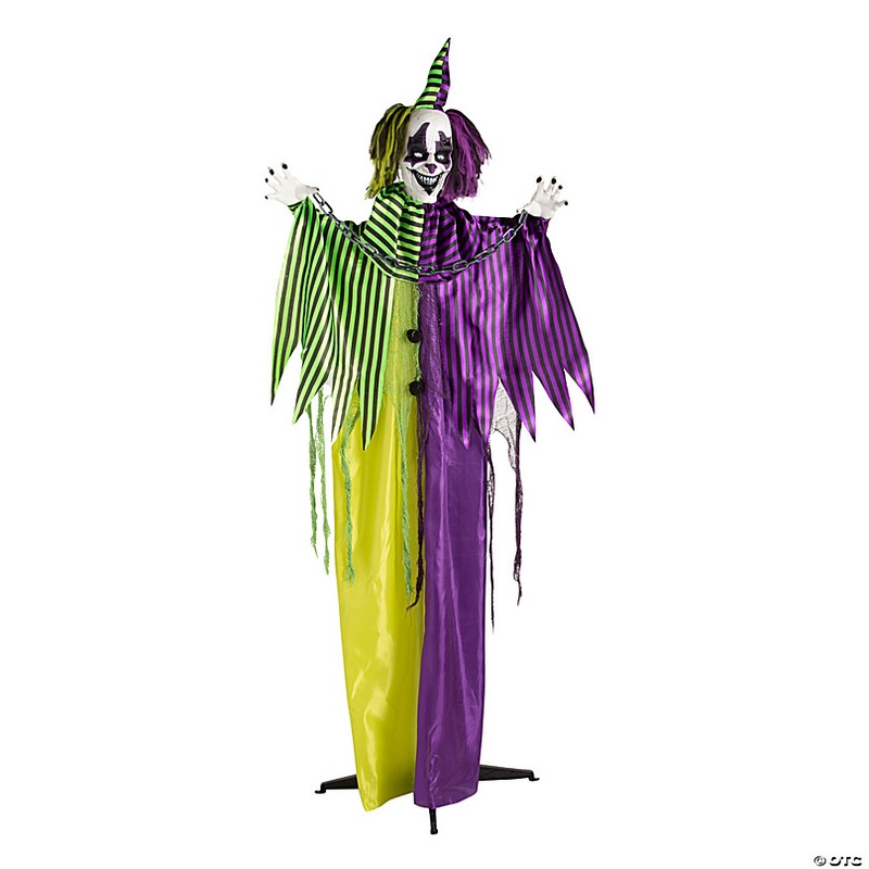 6 Ft. Animated Scary Talking Clown Standing Halloween Decoration