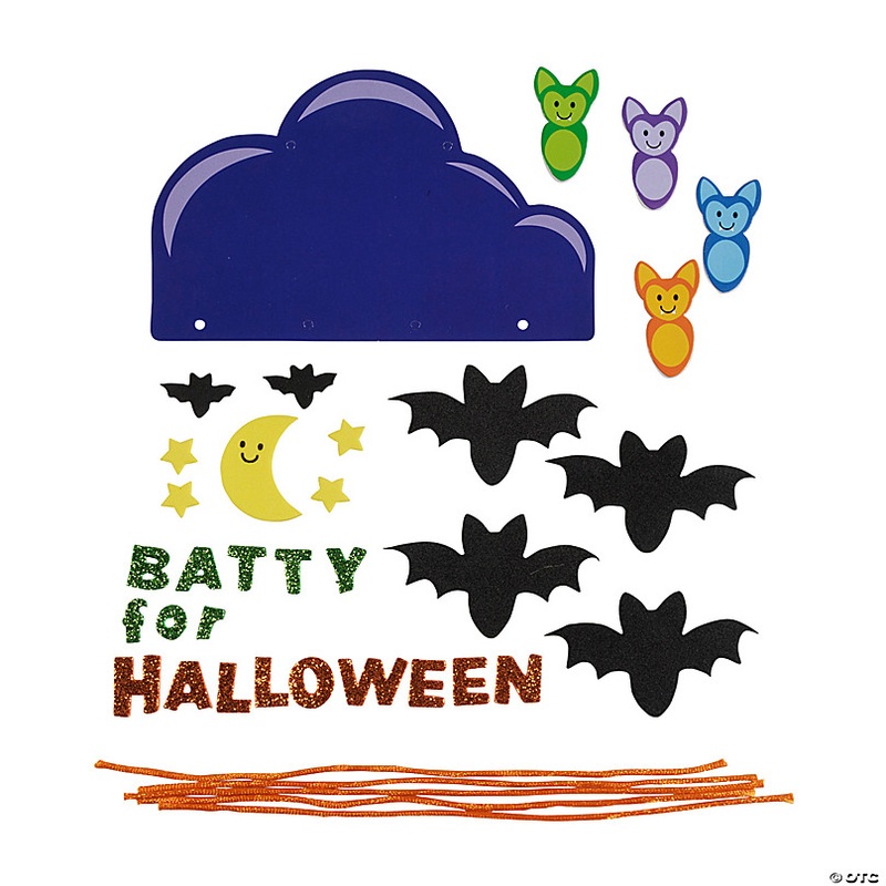 6 x 7 1/2 Colorful Bats Halloween Mobile Craft Kits - Makes 12