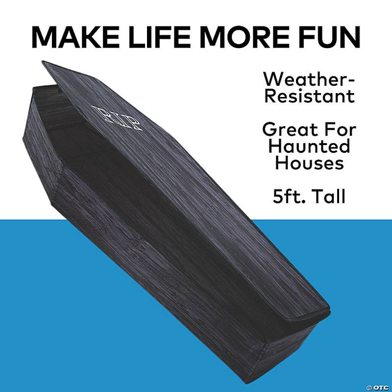 60 Wooden-Look Black Coffin With Lid Polyester Halloween Decoration